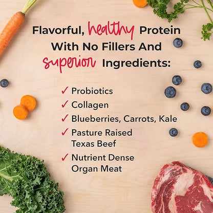 iHeartDogs Dog Food Topper - Freeze-Dried Raw Dog Food Seasoning - Grain Free Superfood Meal Mixer (Beef, 3 Ounce)