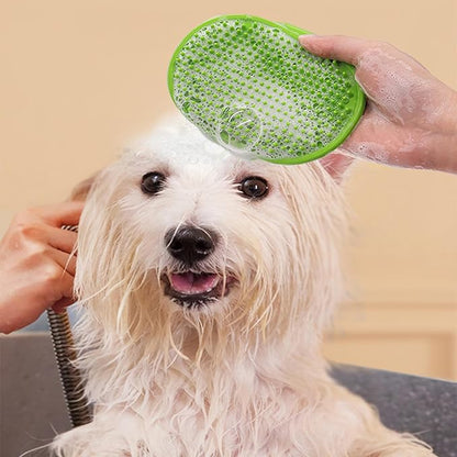 3PCS Pet Grooming Brush Set: Shampoo Hair Brush, Bathing Scrubber, Shedding Massage Gloves with Fur Remover for Short & Long Haired Pets