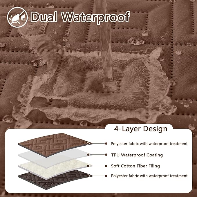 hyha Waterproof Dog Blanket, Soft Pet Bed Blankets, Waterproof Sofa Couch Cover for Dogs Washable, Reversible Pet Couch Covers for Sofa Furniture (82x102 Inch, Brown/Chocolate)