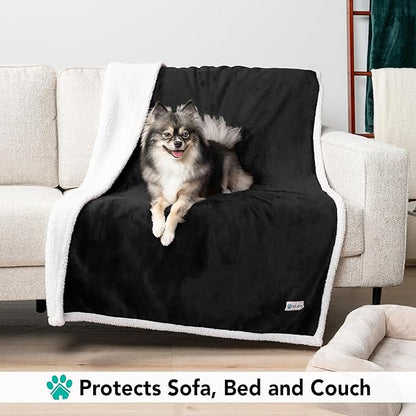 PetAmi Dog Blanket for Small Medium Dogs, Pet Bed Blanket Cat Puppy Kitten, Fleece Furniture Couch Cover Protector Sofa Car, Soft Sherpa Dog Throw Plush Reversible Washable, Mini 29x40 Black