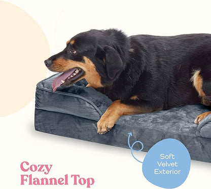 Orthopedic Sofa Dog Bed - Ultra Comfortable Dog Beds for X-Large Dogs - Breathable & Waterproof Pet Bed- Egg Foam Sofa Bed with Extra Head and Neck Support - Removable Washable Cover & Nonslip Bottom.