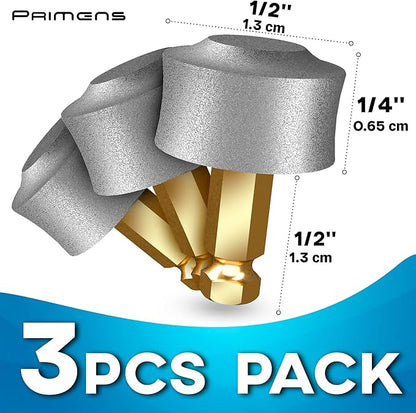 Primens Professional Dog Nail Grinder Replacement Head (Pack of 3 Bits) - Diamond Replaceable Tip for Pet Claw Grooming, Spare Grinding Wheel for Large, Medium & Small Dogs