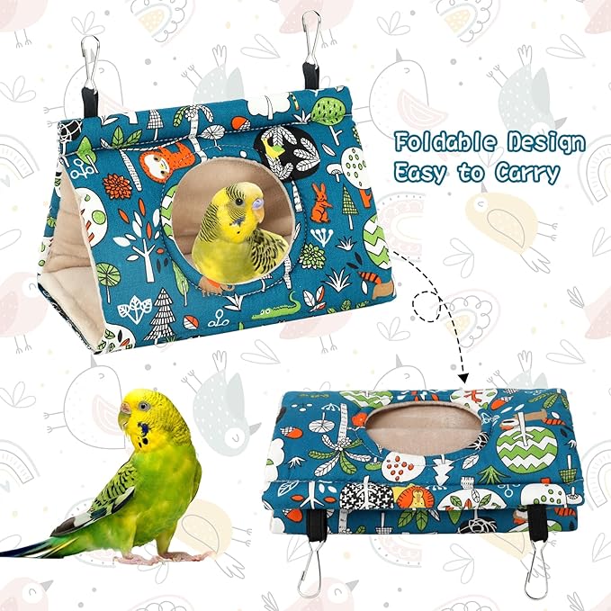 Rypet Winter Warm Bird Nest House - Hanging Hammock Velvet Shed Hut Cage Plush Fluffy Birds Hideaway Sleeping Bed Fuzzy for Parrot Parakeet Cockatiels Budgies Lovebird Smallï¼_lueï¼