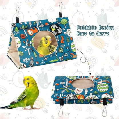 Rypet Winter Warm Bird Nest House - Hanging Hammock Velvet Shed Hut Cage Plush Fluffy Birds Hideaway Sleeping Bed Fuzzy for Parrot Parakeet Cockatiels Budgies Lovebird Smallï¼_lueï¼