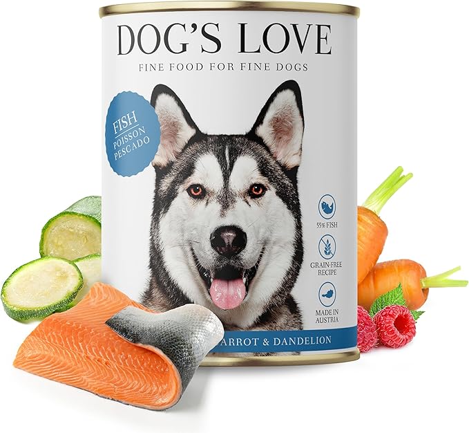 DOG'S LOVE Single Protein, Limited Ingredients, Ethically Sourced, Grain Free Wet Dog Food - Canned Soft Dog Food - Premium Can Dog Food | 6 cans-(14.1 Oz, Fish)