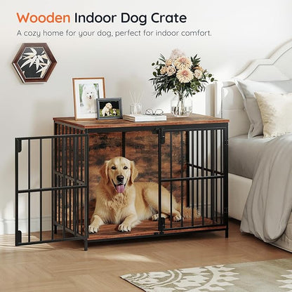 HOOBRO Dog Crate Furniture, 38.6" Large Dog Kennel Indoor
