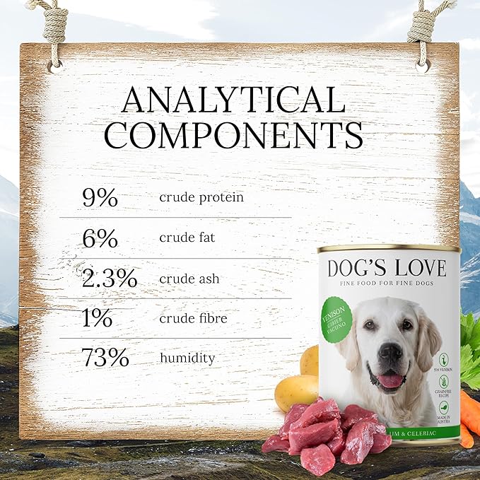 DOG'S LOVE Single Protein, Limited Ingredients, Ethically Sourced, Grain Free Wet Dog Food - Canned Soft Dog Food, Grain Free Dog Food for Your Dog - Premium Can Dog Food | 6 cans (14.1 Oz, Venison)