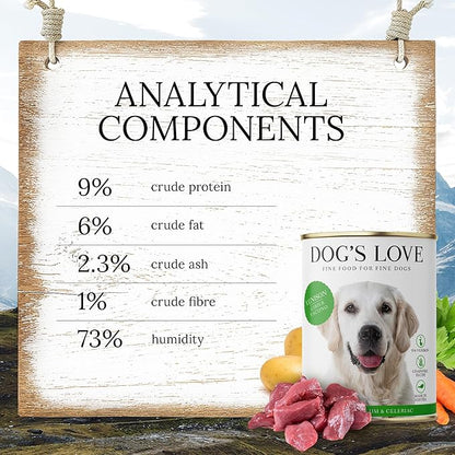 DOG'S LOVE Single Protein, Limited Ingredients, Ethically Sourced, Grain Free Wet Dog Food - Canned Soft Dog Food, Grain Free Dog Food for Your Dog - Premium Can Dog Food | 6 cans (14.1 Oz, Venison)