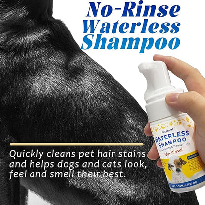 Waterless Dog Shampoo No Rinse Puppy Dry Hypoallergenic Shampoo and Conditioner - Soothing and Deodorizing Quickly Cleans Smelly Dogs and Cats (3.38 fl oz/100ml)
