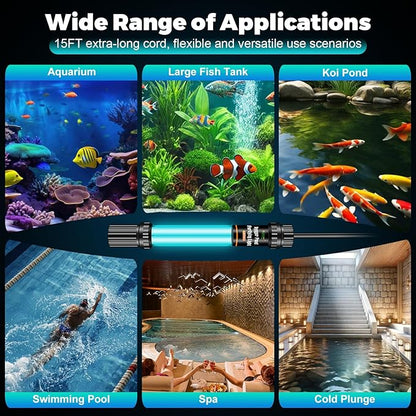 hygger 20W Aquarium U-V Light for 100-1200 Gallon, Pond Water Clarifier for Green Water and Algae Clean, for Koi Pond, Large Fish Tank, Swimming Pool, Cold Plunge, Spa