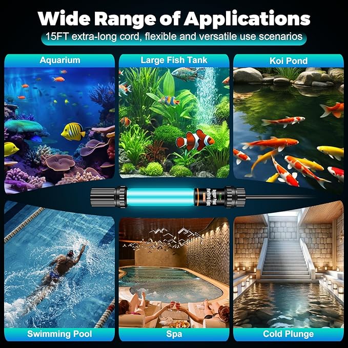 hygger 32W Aquarium U-V Light for 200-2200 Gallon, Pond Water Clarifier for Green Water and Algae Clean, for Koi Pond, Large Fish Tank, Swimming Pool, Cold Plunge, Spa