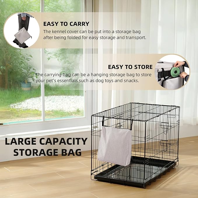 600D Dog Crate Cover, Waterproof Pet Kennel Cover with Storage Bag, Fit for 24 Inch Wire Crate Dog Cage, 24 Inches, Beige