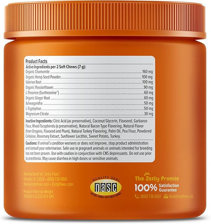 Zesty Paws Calming Chews for Dogs - for Everyday Stress, Relaxation, Composure, and Separation Turkey 90 Count