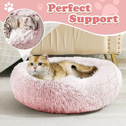 JOLLYVOGUE Dog Beds, Calming Small Dog Bed, Anti-Anxiety Dog Bed for Small Dogs, Fluffy Donut Dog Bed, Cozy Dog Cat Cushion Bed for Small Medium Dogs and Cats (20")