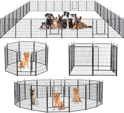 Dog Playpen,Portable Outdoor Dog Fence, Dog Playpen for Large/Medium/Small Dogs, Dog Fences for The Yard,with Doors Foldable Metal (40 inch, 32 Panels)