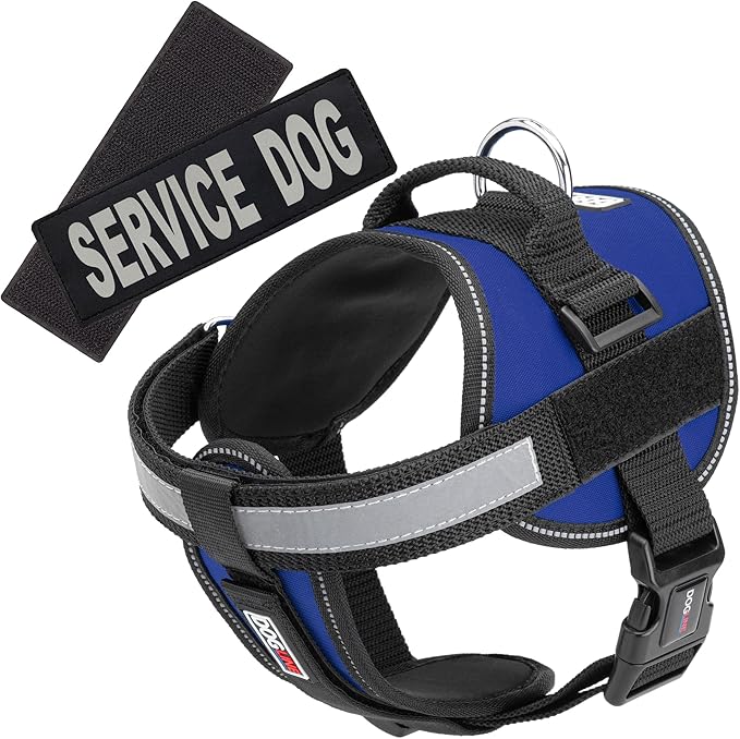 Dogline Unimax Service Dog Vest and Free Service Dog ID Badge with ADA Law, X-Large, Blue