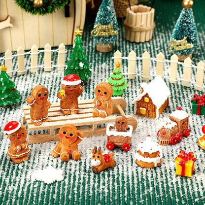 56 Pcs Mini Resin Gingerbread Men Tiny Christmas Gingerbread Man Figurines Decorations Xmas Tree for Christmas Village Snow Globe Garden Fairy Accessories Party Favors
