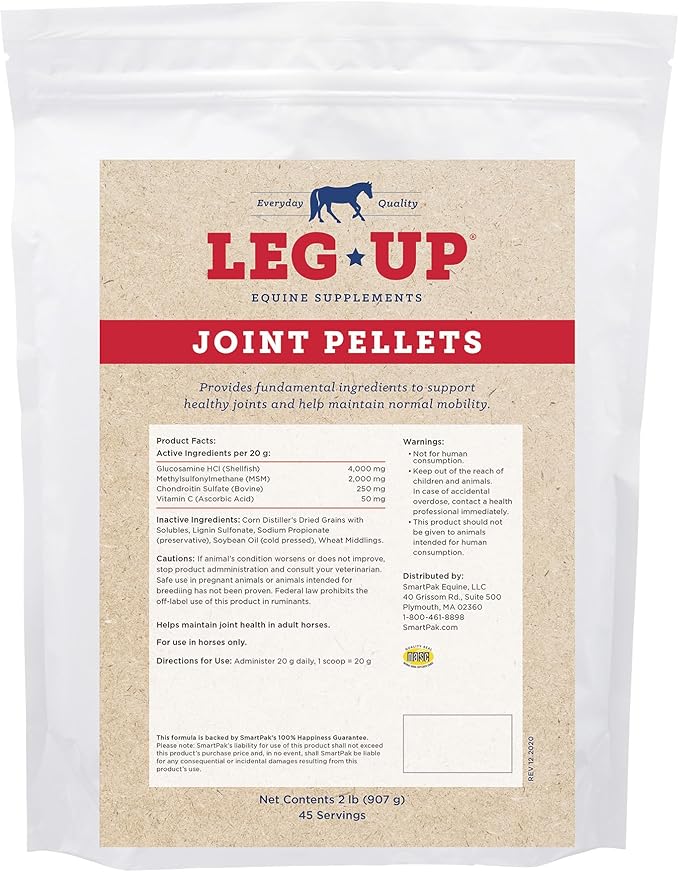 Leg Up Joint Pellets | Joint Support Supplement For Horses | Glucosamine Chondroitin Sulfate and Antioxidants Formula With No Added Sugar | Ideal For Light Work Horses | 45 Servings | 2 lb