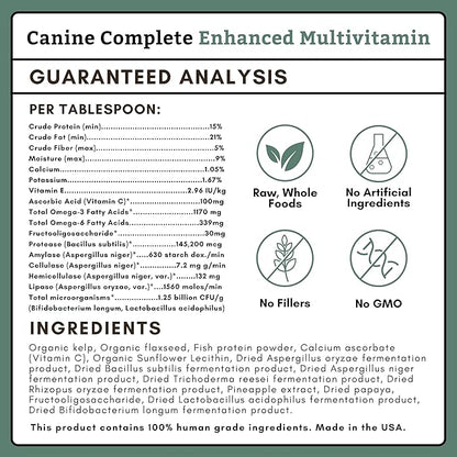 Wholistic Pet Organics Canine Complete - Dog Multivitamin Powder - 2 Lb - Daily Dog Vitamins and Supplements for Homemade Food - Immune System, Skin, Coat & Overall Health - Small and Large Breed