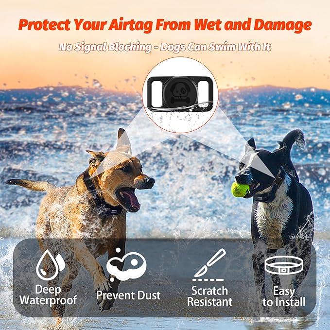 Airtag Dog Collar Holder 2 Pack Waterproof Airtag Holder for Dog Cat Collars Silicone Full Body Covered Airtag Case GPS Track Your Pet Durable & Lightweight Airtag Collar Holder