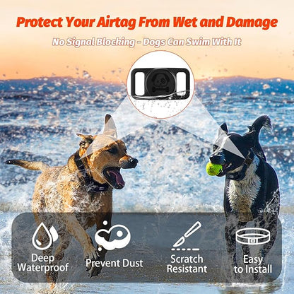Airtag Dog Collar Holder 2 Pack Waterproof Airtag Holder for Dog Cat Collars Silicone Full Body Covered Airtag Case GPS Track Your Pet Durable & Lightweight Airtag Collar Holder