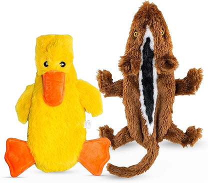FGA MARKETPLACE Duck-Chipmunk Flat NO Stuffing NO Squeak Plush Dog Toy, Funny Style Will Entertain Your Dog for Hours, Recommended for Small and Medium Dog 21 INCH Long