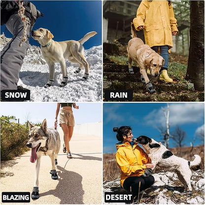 Hcpet Dog Shoes for Large Dogs, Waterproof Dog Booties for Small Medium Dogs, Anti-Slip Dog Boots & Paw Protectors for Hot Pavement Winter Snow Hiking with Reflective Straps Black Size 7