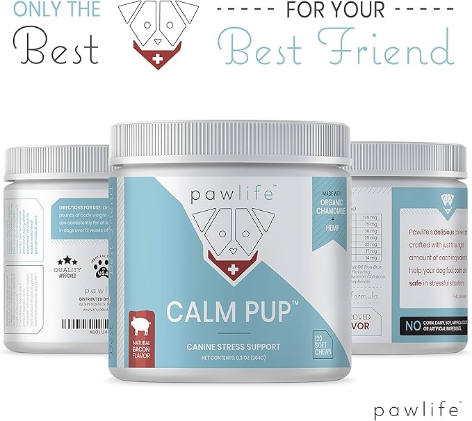 Hemp Dog Calming Chews - Anxiety Relief Treats, 120 Calming Treats for Dogs, Calm Pup Dog Anxiety Relief & Joint Support, Oil Infused Calming Chews for Dogs Anxiety (Bacon Flavor)