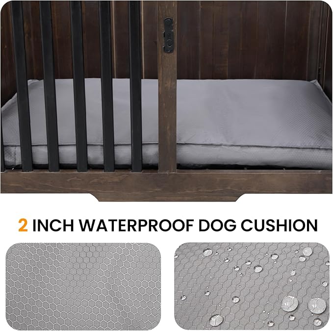 Wooden Dog Crate Furniture,Foldable and Portable Dog Kennel Furniture Indoor,Decorative Dog Crate End Table No Assembly.(Large,Rustic Brown)