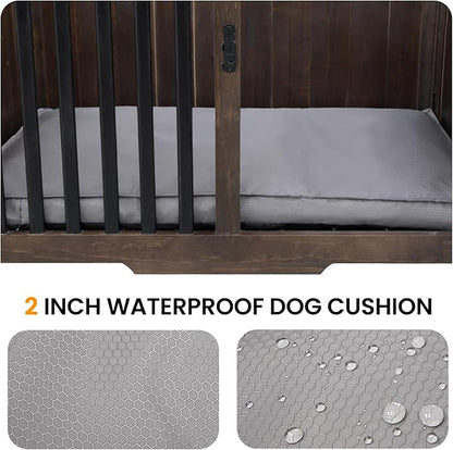 Wooden Dog Crate Furniture,Foldable and Portable Dog Kennel Furniture Indoor,Decorative Dog Crate End Table No Assembly.(Large,Rustic Brown)