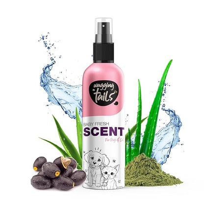 Wagging Tails 5-in-1 Baby Fresh Scent for Dogs & Cats, 6.7 fl oz | Alcohol-Free Pet Spray | Sensitive Skin Friendly & Deep Moisture Formula | Long-Lasting Scent, Non-Toxic | Suitable for All Breeds