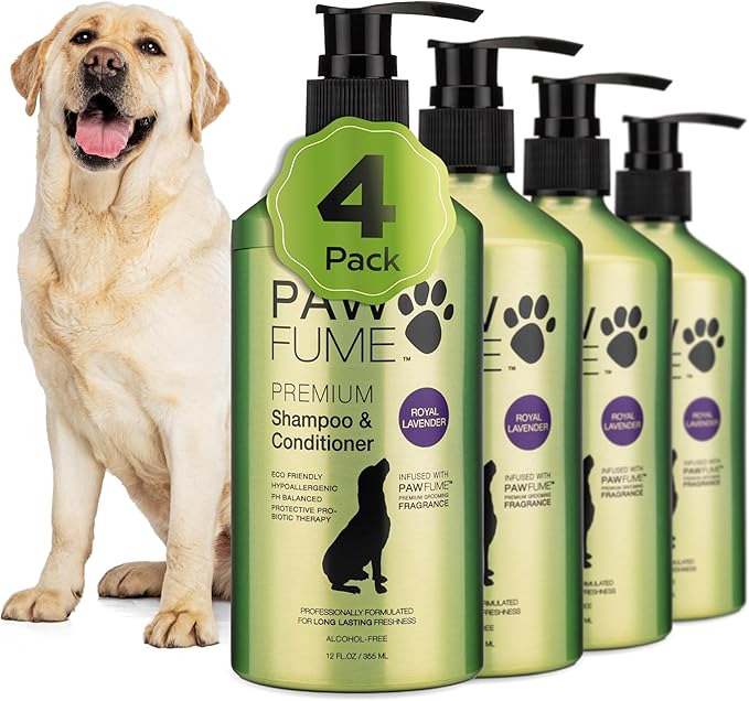 PAWFUME Dog Shedding Shampoo and Conditioner, Royal Lavender, 4-Pack  Nourish & Detangle for Silky Soft Coat  Probiotic, Deep-Cleaning, pH-Balanced  Salon-Quality Shedding Shampoo for Dogs