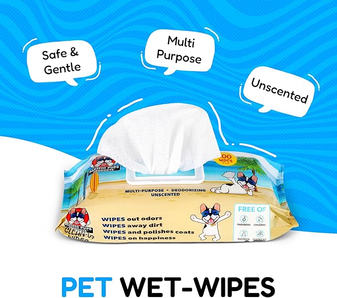 Dog Wrinkle Wipes English Bulldog - 200 count - Gentle, Plant Based, Unscented Bulldog Face Wipes - Frenchie Wrinkle Wipes - Dog Wipes for Paws and Butt, Dog Wipes Cleaning Deodorizing