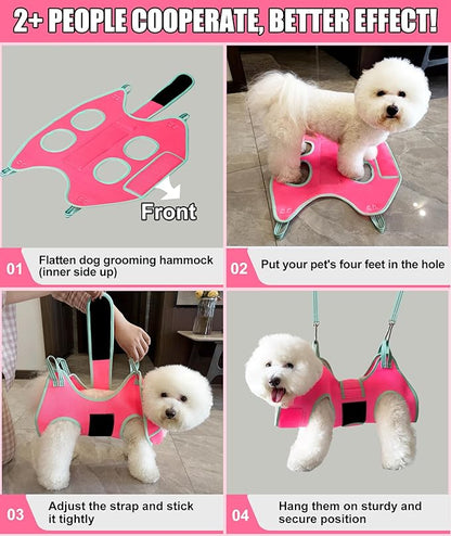 Dog Hammock & Harness, XXS Grooming Strap for Dogs, Thick Fabric Neck Support, Claw Care