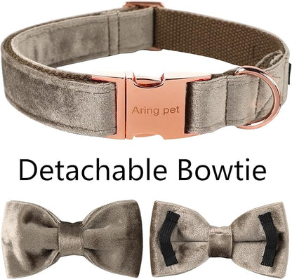 ARING PET Bowtie Dog Collar,Velvet Dog Collars with Detachable Bowtie, Adjustable Bow Tie Collar for Girl and Boy Dogs.