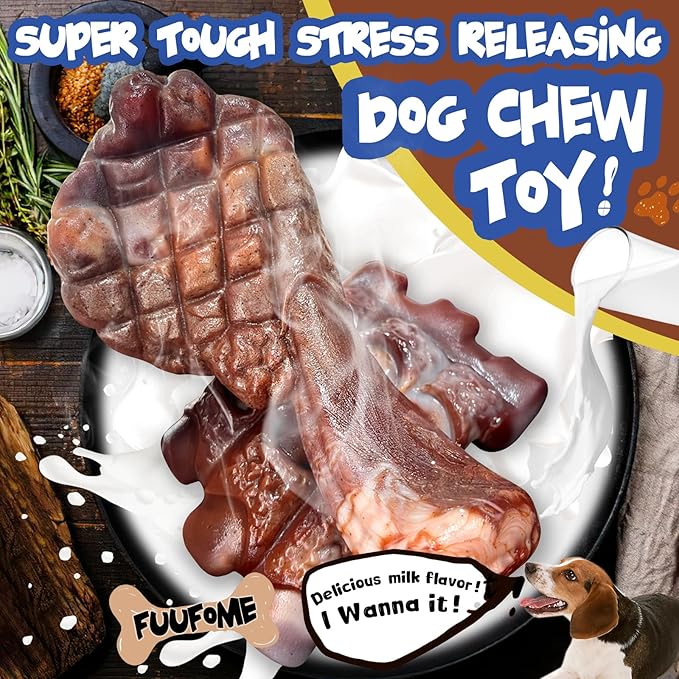 Dog Chew Toys for Aggressive Chewersï¼2 Pack Indestructible Dog Toy for Large Breed- Tough Nylon Teething Bone Toy to Keep Them Busy