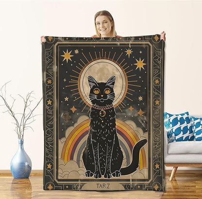 Cat Blanket for Adults Cat Lovers Kids Girls, Flannel Cat Blankets Gifts, Sport Cat Throw Blanket for Sofa Couch Bed Living Room Soft Warm Cozy Cat Decor 60" x 50"