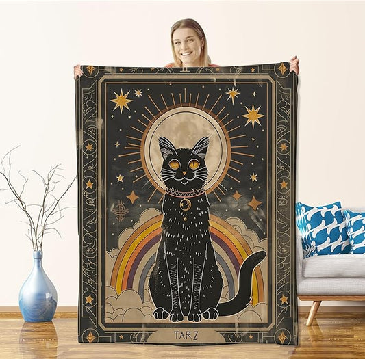 Cat Blanket for Adults Cat Lovers Kids Girls, Flannel Cat Blankets Gifts, Sport Cat Throw Blanket for Sofa Couch Bed Living Room Soft Warm Cozy Cat Decor 60" x 50"