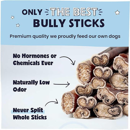 Pawstruck All-Natural 7" Bully Sticks for Dogs - Best Long Lasting, Rawhide Free, Low Odor & Grain Free Dental Chew Treat - Healthy Single Ingredient 100% Real Beef - 1 lb. Bag