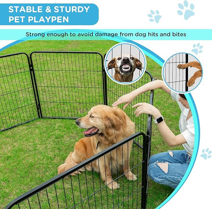 BestPet | Dog Playpen Extender | 32 Inch, 2 Panels | Heavy Duty Metal Pet Exercise Pen | Indoor Outdoor Fence Panels | Rust-Resistant, Removable, Tool-Free Setup | Anti-Skid, Expandable Design