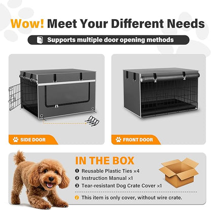 24Inch Dog Crate Cover. Super Thick Light-Blocking Fabric. 24___18___20__ Heavy-Duty Dog Crate Cover. Suitable for Most Wire Dog Crates, for Indoor and Outdoor Use, Gray(Cover Only)