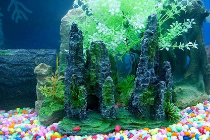 FEDOUR Aquarium Mountain View Stone Ornament Tree Rock Cave Landscape, Large Aquarium Ornament Rock Artificial Fish Tank Decoration