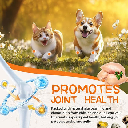 Glucosamine Multivitamin Hip & Joint Care Supplement for Dogs, Freeze Dried Chicken & Quail Egg Yolk Floss Treats Vitamin C Vitamin E 6 Ounce Dog Health Supplies