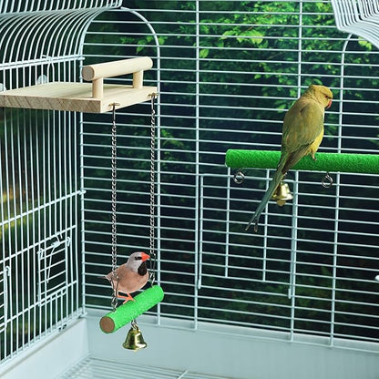 Bird Perches for Cage, Natural Wood Platform Bird Swing Bird Perch Stand Paw Grinding Stick for Parakeet Cockatiels Lovebirds Cage Accessories