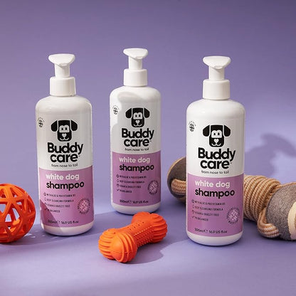White Dog Shampoo by Buddycare | Dry Skin & Itchy Skin Relief for Smelly Dogs | Deep Cleansing Shampoo for Dogs Puppy Sensitive Skin | Dog Shampoo & Conditioner | with Aloe & Vitamin B5 (16.90oz)