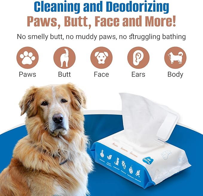 Dog Wipes for Paws and Butt - 600count/6packs Pet Wipes for Dogs and Cats, Puppy Wipes - Dog Grooming Wipes Cleaning Deodorizing - Fragrance Free Dog Face Wipes