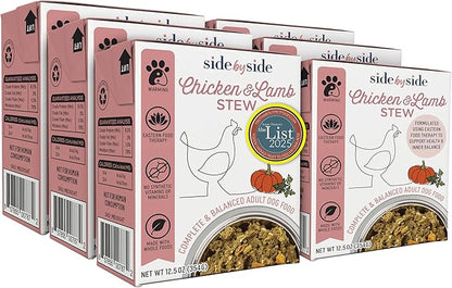 Side by Side Chicken & Lamb Stew - Warming Wet Dog Food & Dog Food Topper for All Breeds - Made with Nutrients & Whole Raw Ingredients - No Artificial Additives or Fillers - USA Made (12.5 oz, 6-Pack)