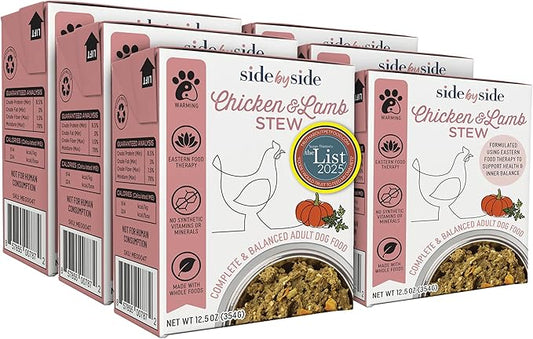 Side by Side Chicken & Lamb Stew - Warming Wet Dog Food & Dog Food Topper for All Breeds - Made with Nutrients & Whole Raw Ingredients - No Artificial Additives or Fillers - USA Made (12.5 oz, 6-Pack)