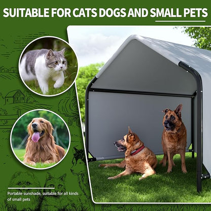 Dog Shade Shelter Outdoor Pet Tent for Dogs and Small Animals - Growfessor Waterproof, Sun Protection, with Ground Nails Pet Canopy with Upgraded Doors - 4'x4'x3' Dimensions