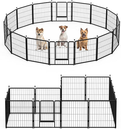 Dog Playpen 24 Inch 16 Panles, Ideal Dog Fence for Puppy/Small Dogs Indoor & Outdoor Bliss, Perfect Dog Pen for Camping, Yard, RV, Garden Fence, Black